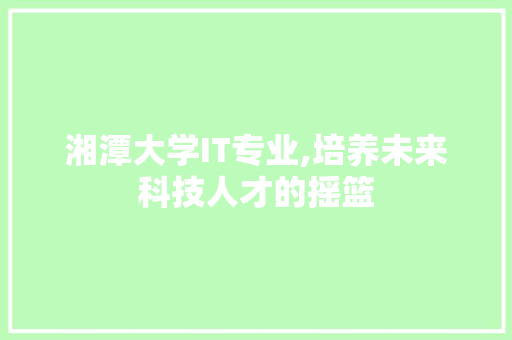 湘潭大学IT专业,培养未来科技人才的摇篮