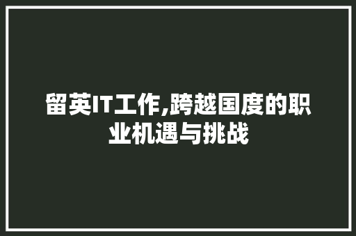 留英IT工作,跨越国度的职业机遇与挑战