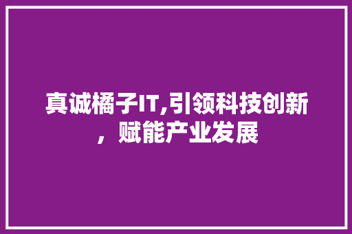 真诚橘子IT,引领科技创新，赋能产业发展