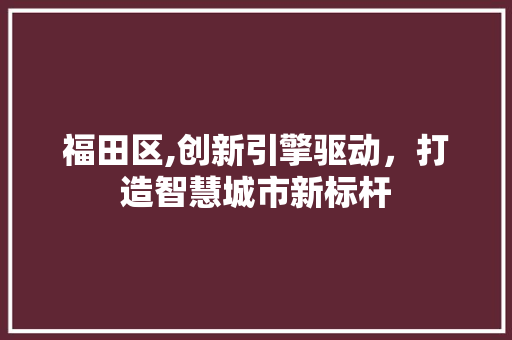 福田区,创新引擎驱动，打造智慧城市新标杆