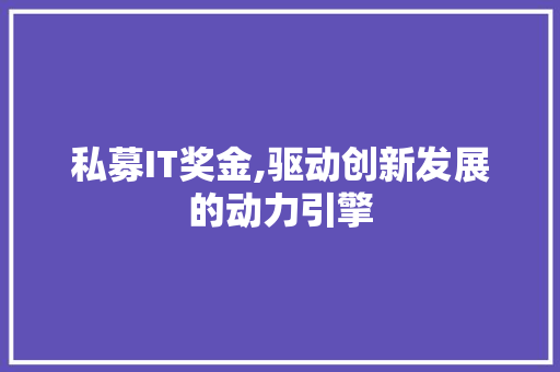 私募IT奖金,驱动创新发展的动力引擎