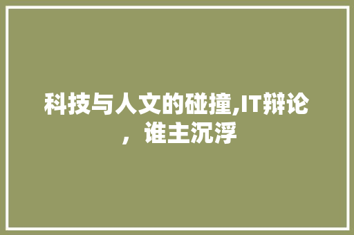 科技与人文的碰撞,IT辩论，谁主沉浮