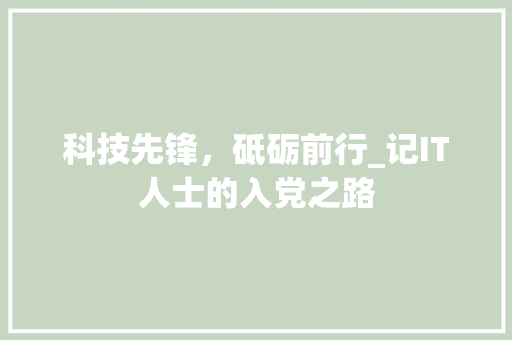科技先锋，砥砺前行_记IT人士的入党之路