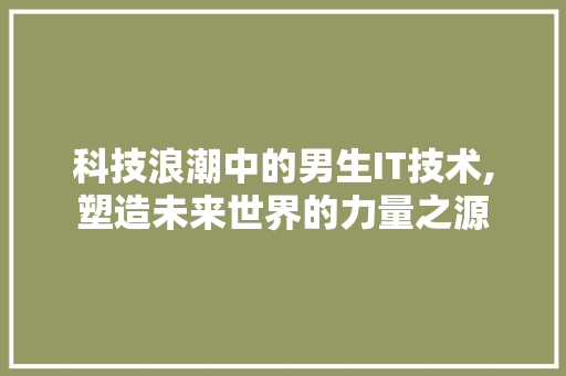 科技浪潮中的男生IT技术,塑造未来世界的力量之源