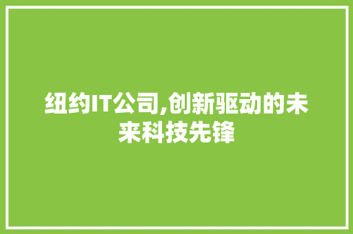 纽约IT公司,创新驱动的未来科技先锋