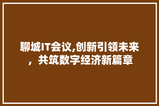聊城IT会议,创新引领未来，共筑数字经济新篇章