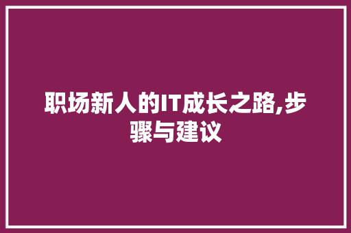 职场新人的IT成长之路,步骤与建议