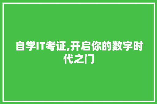 自学IT考证,开启你的数字时代之门