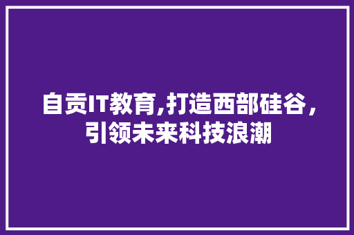 自贡IT教育,打造西部硅谷，引领未来科技浪潮