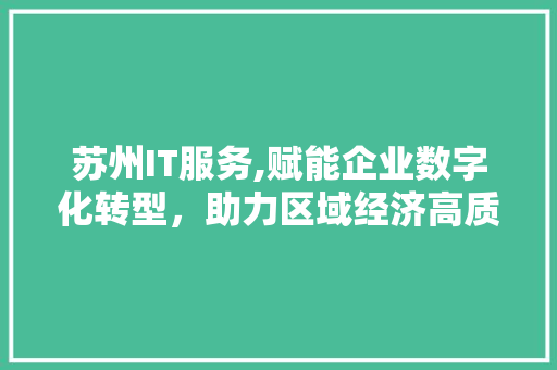 苏州IT服务,赋能企业数字化转型，助力区域经济高质量发展