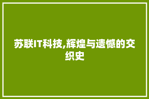 苏联IT科技,辉煌与遗憾的交织史