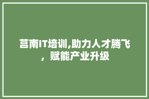 莒南IT培训,助力人才腾飞，赋能产业升级