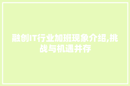 融创IT行业加班现象介绍,挑战与机遇并存
