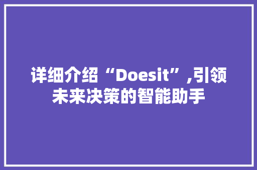 详细介绍“Doesit”,引领未来决策的智能助手