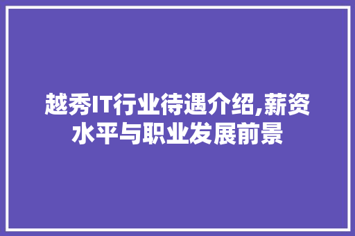越秀IT行业待遇介绍,薪资水平与职业发展前景
