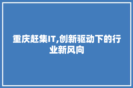 重庆赶集IT,创新驱动下的行业新风向
