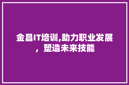 金昌IT培训,助力职业发展，塑造未来技能