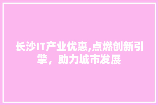 长沙IT产业优惠,点燃创新引擎，助力城市发展