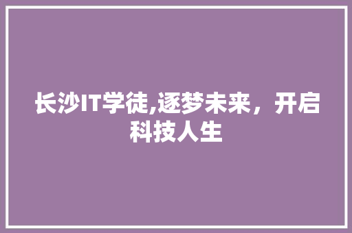 长沙IT学徒,逐梦未来，开启科技人生