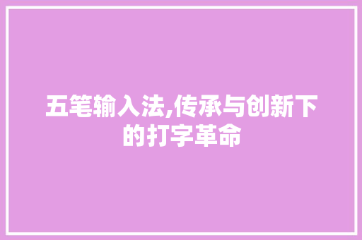 五笔输入法,传承与创新下的打字革命