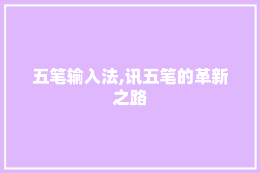 五笔输入法,讯五笔的革新之路