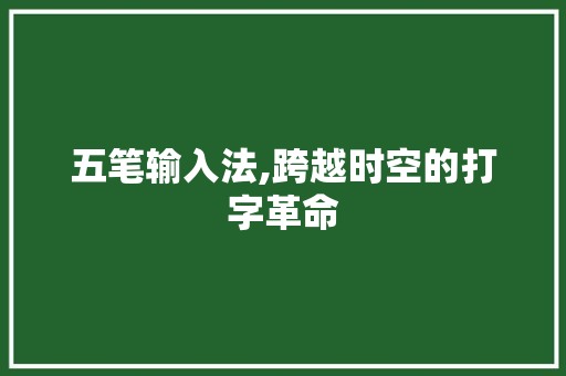 五笔输入法,跨越时空的打字革命