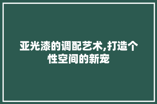 亚光漆的调配艺术,打造个性空间的新宠
