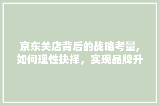 京东关店背后的战略考量,如何理性抉择，实现品牌升级