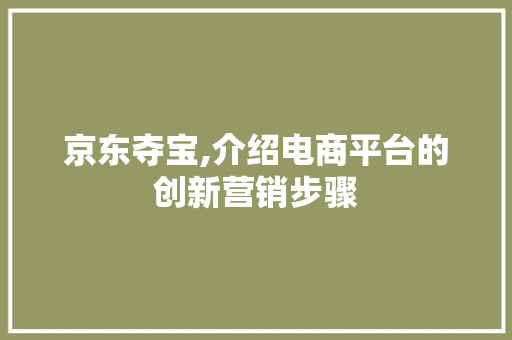 京东夺宝,介绍电商平台的创新营销步骤