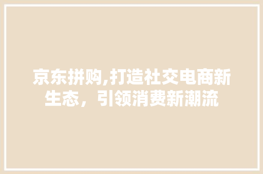 京东拼购,打造社交电商新生态，引领消费新潮流
