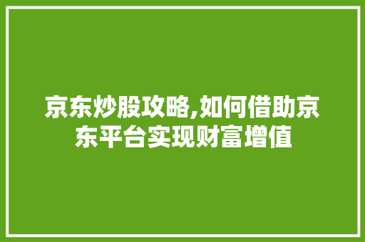 京东炒股攻略,如何借助京东平台实现财富增值