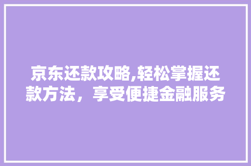 京东还款攻略,轻松掌握还款方法，享受便捷金融服务