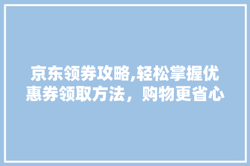 京东领券攻略,轻松掌握优惠券领取方法，购物更省心