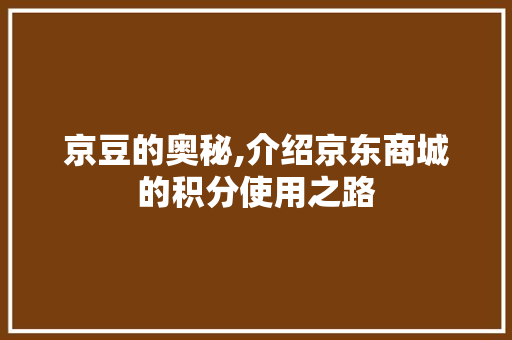京豆的奥秘,介绍京东商城的积分使用之路