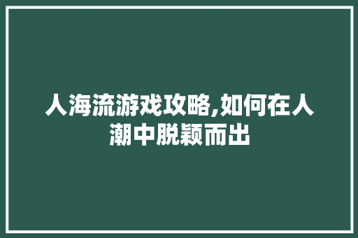 人海流游戏攻略,如何在人潮中脱颖而出