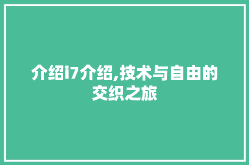 介绍i7介绍,技术与自由的交织之旅