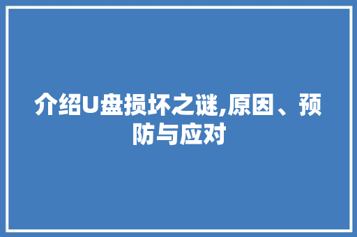 介绍U盘损坏之谜,原因、预防与应对