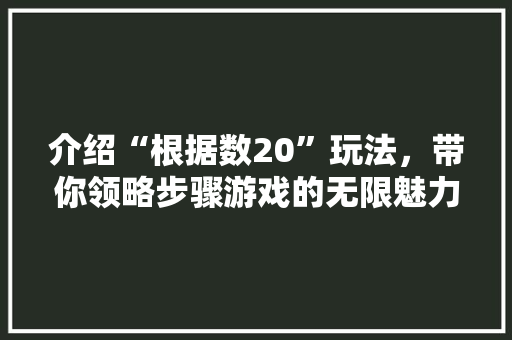 介绍“根据数20”玩法，带你领略步骤游戏的无限魅力