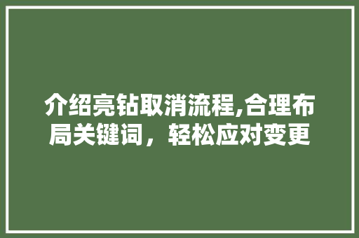 介绍亮钻取消流程,合理布局关键词，轻松应对变更