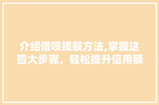 介绍借呗提额方法,掌握这四大步骤，轻松提升信用额度！