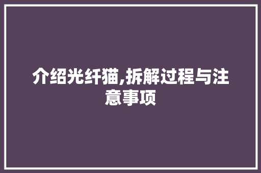 介绍光纤猫,拆解过程与注意事项