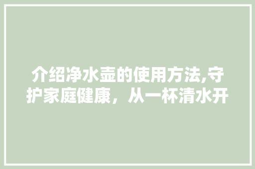 介绍净水壶的使用方法,守护家庭健康，从一杯清水开始
