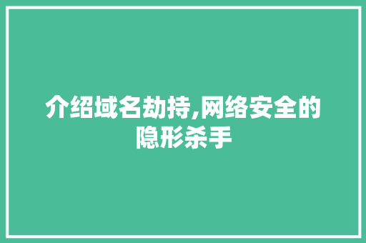 介绍域名劫持,网络安全的隐形杀手