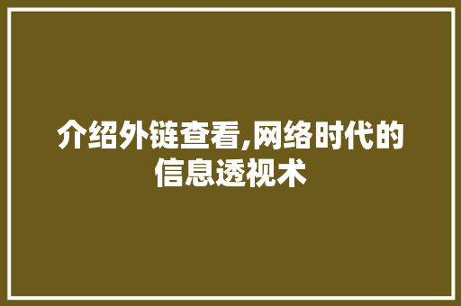 介绍外链查看,网络时代的信息透视术