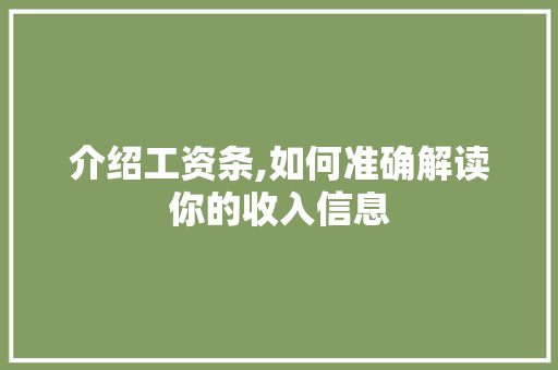 介绍工资条,如何准确解读你的收入信息