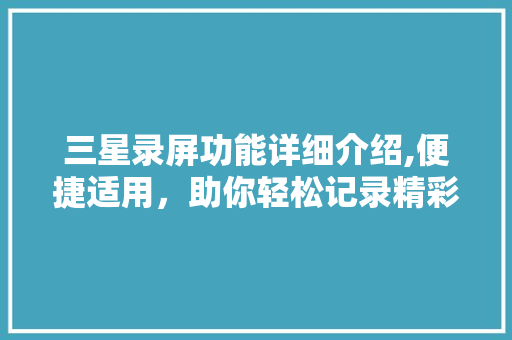 三星录屏功能详细介绍,便捷适用，助你轻松记录精彩瞬间