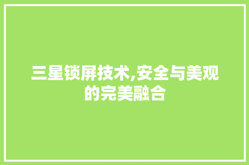 三星锁屏技术,安全与美观的完美融合