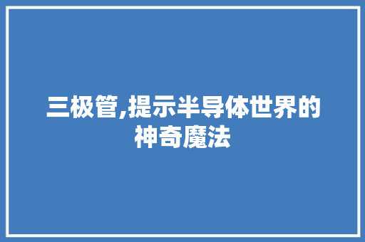 三极管,提示半导体世界的神奇魔法