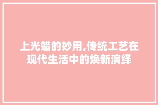 上光蜡的妙用,传统工艺在现代生活中的焕新演绎