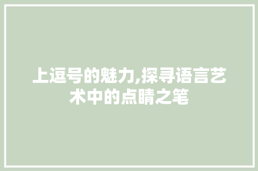 上逗号的魅力,探寻语言艺术中的点睛之笔